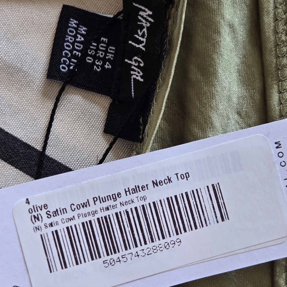 Nasty Gal Olive Cowl Plunge Halter Top - Picture 8 of 10